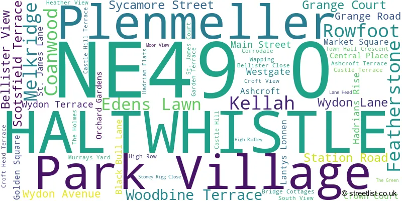 A word cloud for the NE49 0 postcode
